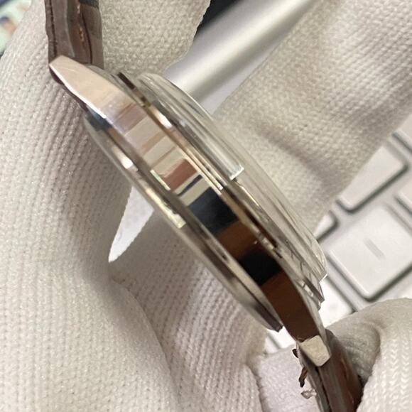 Vintage 1979 Roamer Manual Mens Silver Watch W/Leather Strap & Blue accents - Picture 6 of 7